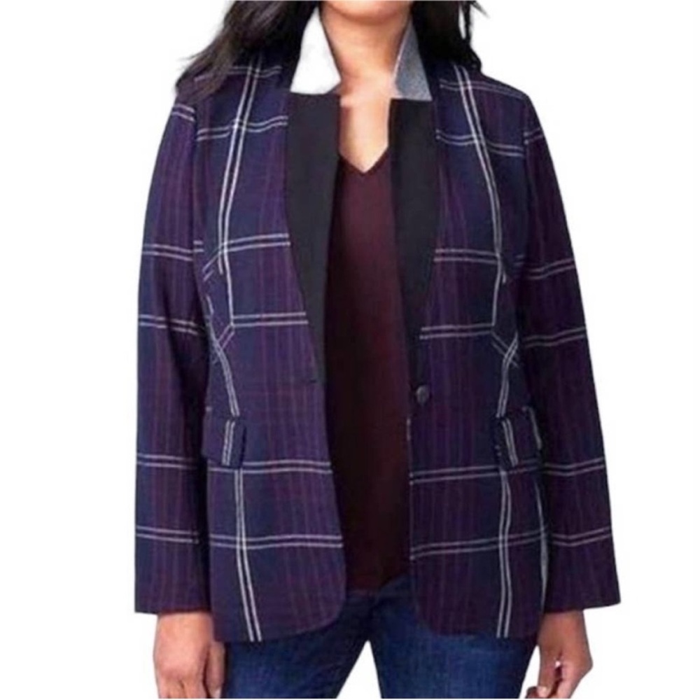 Lane Bryant Purple Plaid Blazer